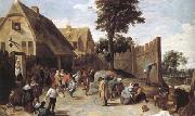 TENIERS, David the Younger Peasants dancing outside an Inn (mk25) France oil painting reproduction